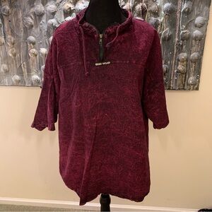 Vintage EZZE Wear Honey-Komb S/M oversized Burgundy Half-Zip Pullover acid wash